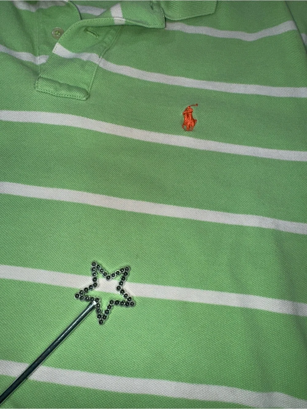 Polo Ralph Lauren Striped Polo Shirt Green White Short Sleeve Pony Logo Large